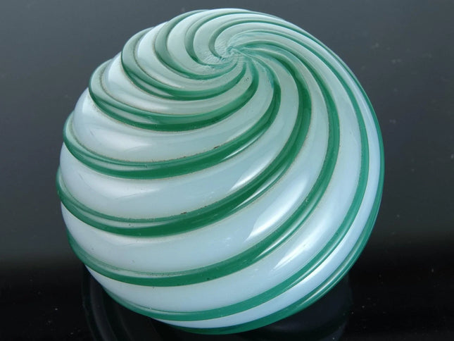 1950's Seguso Alabastro Art Glass Green and Opalescent Swirled Art Deco Paperwei - Estate Fresh Austin