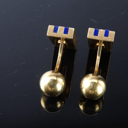 1950's Tiffany 18K Gold and Lapis Cufflinks - Estate Fresh Austin