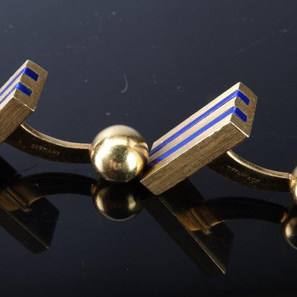 1950's Tiffany 18K Gold and Lapis Cufflinks - Estate Fresh Austin