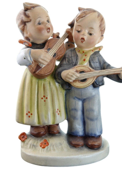 1950's Tmk2 Hummel Full Bee 5.25" tall boy and girl playing string instruments - Estate Fresh Austin