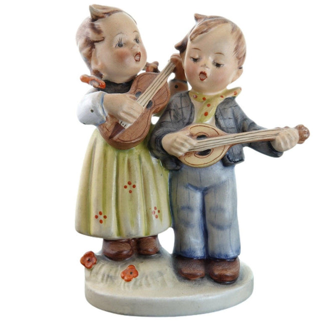 1950's Tmk2 Hummel Full Bee 5.25" tall boy and girl playing string instruments - Estate Fresh Austin