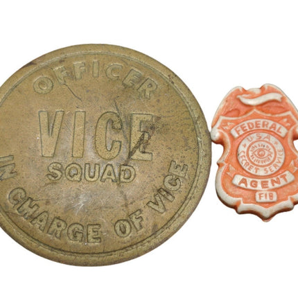 1950's Toy Police Badges Official Vice Squad Plastic Federal Agent - Estate Fresh Austin