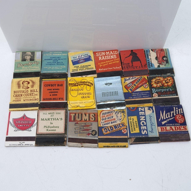 1950's Vintage Matchbooks Sun Maid Raisins Nestle Marlin Ambulance Cowboy Bars B - Estate Fresh Austin