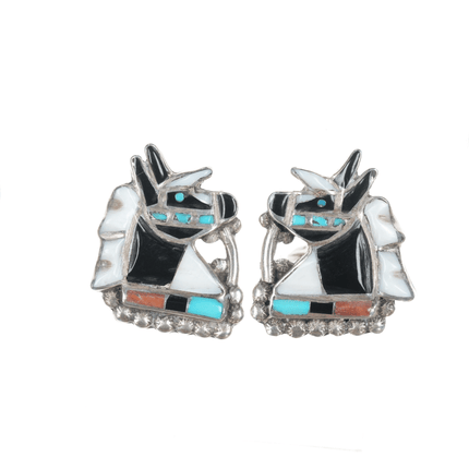 1950's Zuni Channel inlay Sterling horse head cufflinks - Estate Fresh Austin