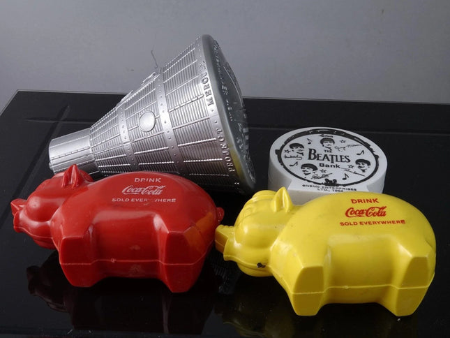 1960's Beatles, Freedom Capsule Space Ship, and Coca Cola Piggy Banks Collection - Estate Fresh Austin
