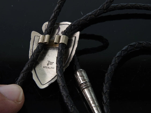 1960's Bell Trading Post Navajo Sterling and turquoise Spider Bolo Tie - Estate Fresh Austin