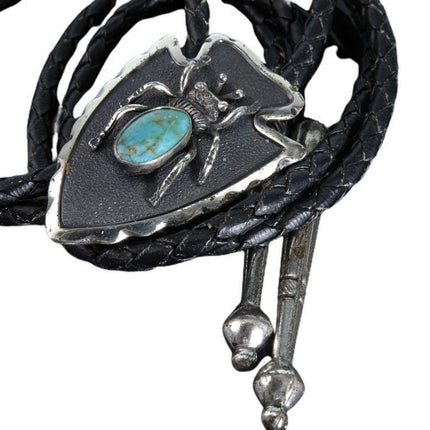 1960's Bell Trading Post Navajo Sterling and turquoise Spider Bolo Tie - Estate Fresh Austin