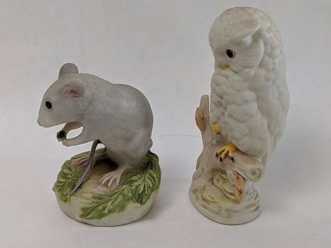 1960's Cybis Porcelain Owl and Mouse Figures - Estate Fresh Austin