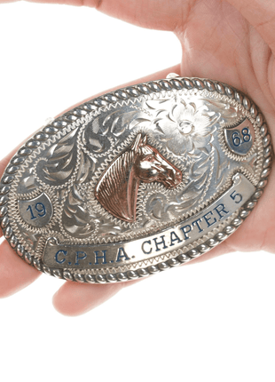 1968 Diablo Sterling/10k CPHA Chapter 5 Trophy belt buckle - Estate Fresh Austin