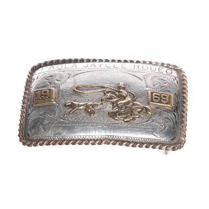 1969 Western Silversmiths Vista CA Sterling Paola Jaycee Rode Belt Buckle - Estate Fresh Austin