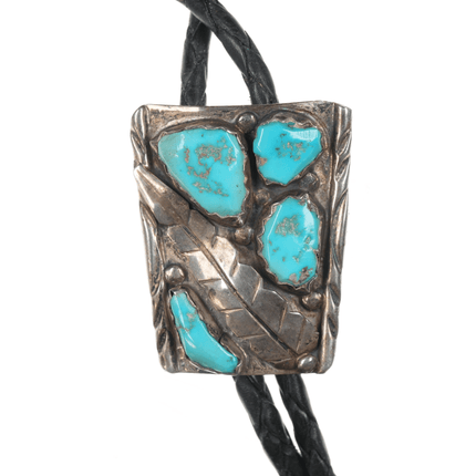 1970's Cheama Zuni sterling and turquoise bolo tie - Estate Fresh Austin