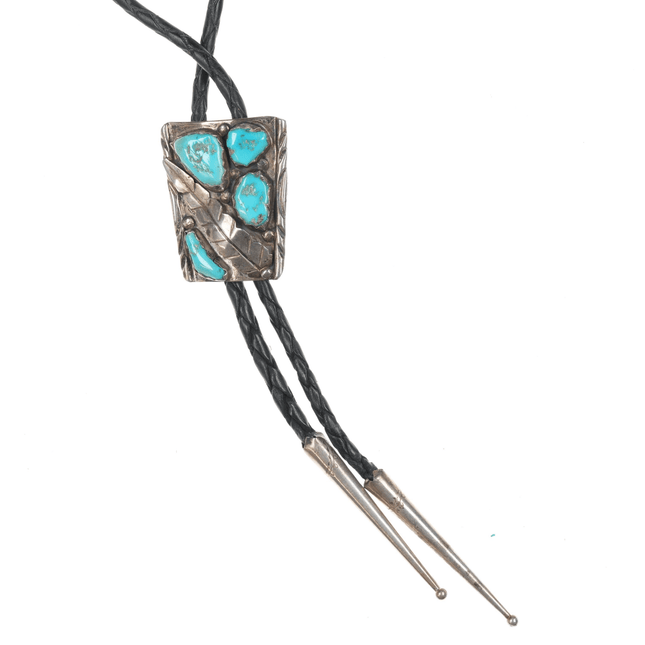 1970's Cheama Zuni sterling and turquoise bolo tie - Estate Fresh Austin