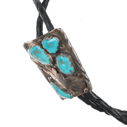 1970's Cheama Zuni sterling and turquoise bolo tie - Estate Fresh Austin