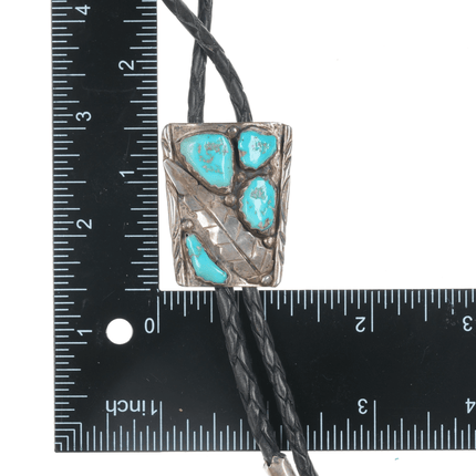 1970's Cheama Zuni sterling and turquoise bolo tie - Estate Fresh Austin