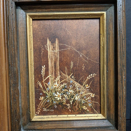1970's Ida Spence Oils on Board Listed Texas Artist Raccoons and Flowers - Estate Fresh Austin