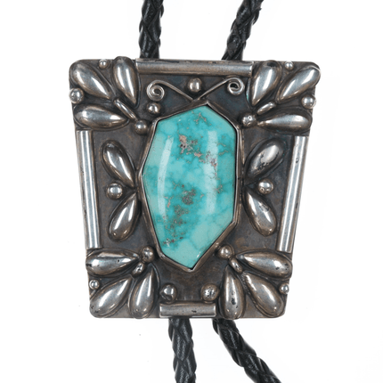 1970's Native American Sterling high grade turquoise bolo tie - Estate Fresh Austin