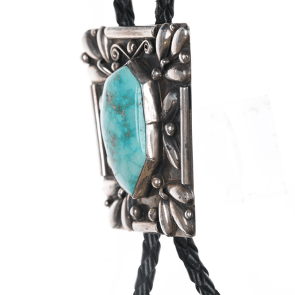 1970's Native American Sterling high grade turquoise bolo tie - Estate Fresh Austin