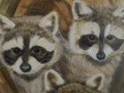 1970's Texas Gauche Painting of Raccoons - Estate Fresh Austin