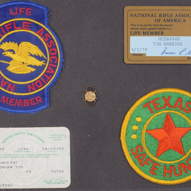 1970's Texas Safe Hunter and National Rifle Association patches/pin/license - Estate Fresh Austin