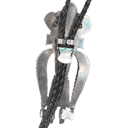 1976 John Coers Cherokee Kachina silver, turquoise, coral Bolo tie/pendant - Estate Fresh Austin