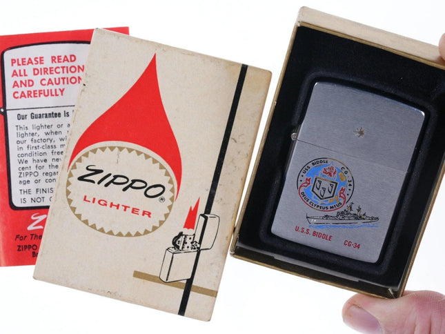 1976 Named Vietnam War Zippo in box USS Biddle DLG-34 - Estate Fresh Austin