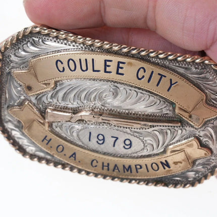 1979 Sterling silver Coulee City Colorado Skeet Shooting Trophy belt buckle HOA - Estate Fresh Austin