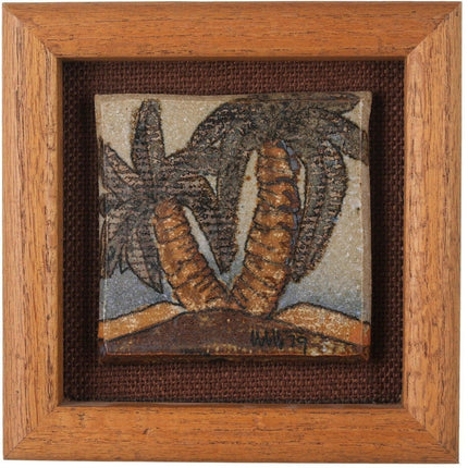 1979 William Wilhelmi Texas Studio pottery Framed Art tile - Estate Fresh Austin