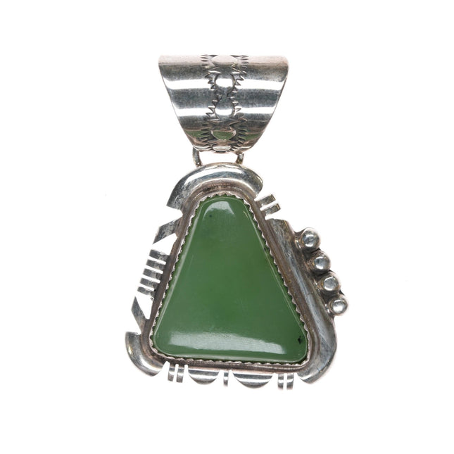 1980's Benjamin Piaso Jr Navajo sterling and jade pendant - Estate Fresh Austin