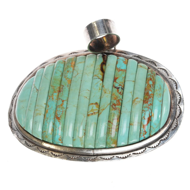 1980's Carlos Eagle Navajo sterling turquoise corn row pendant - Estate Fresh Austin