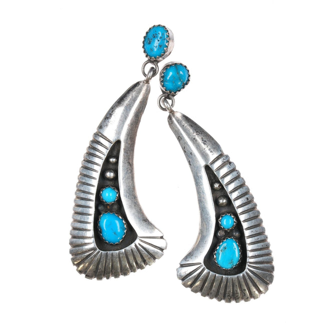 1980's Cecil Sanders Navajo Sterling dangle earrings - Estate Fresh Austin