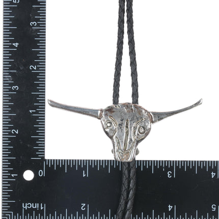 1980's Large Sterling Longhorn bull bolo tie - Estate Fresh Austin