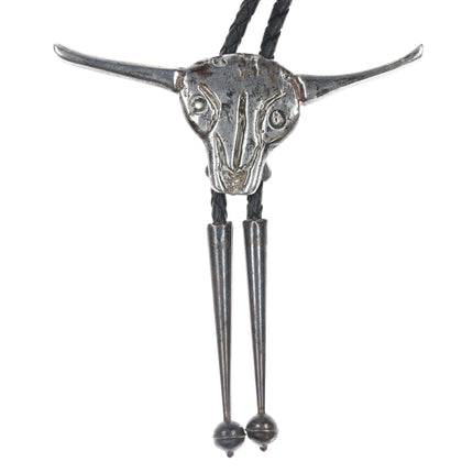 1980's Large Sterling Longhorn bull bolo tie - Estate Fresh Austin