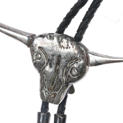 1980's Large Sterling Longhorn bull bolo tie - Estate Fresh Austin