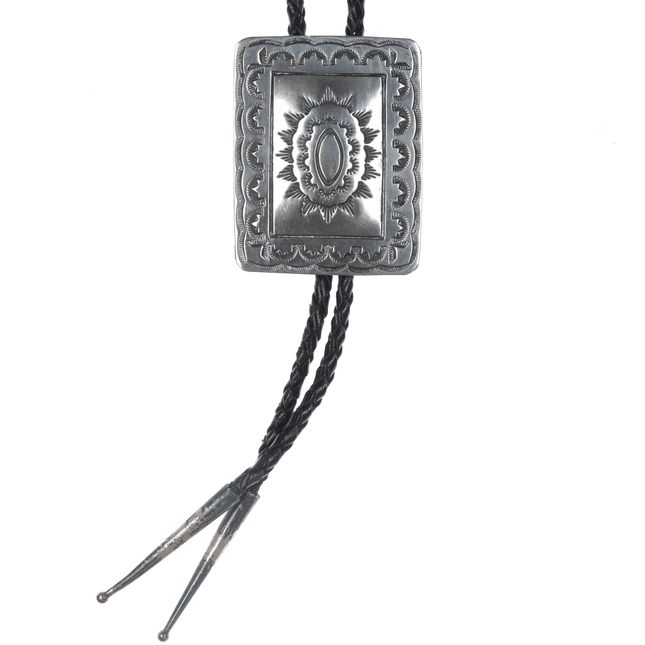 1980's Native American stamped sterling bolo tie - Estate Fresh Austin