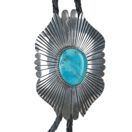 1980's Native American sterling bolo tie with turquoise 38" long - Estate Fresh Austin