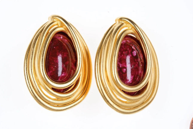 1980's Norma Jean Gold tone Clip on earrings - Estate Fresh Austin