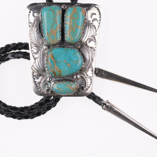 1980's R Peter Navajo Sterling and turquoise bolo tie - Estate Fresh Austin