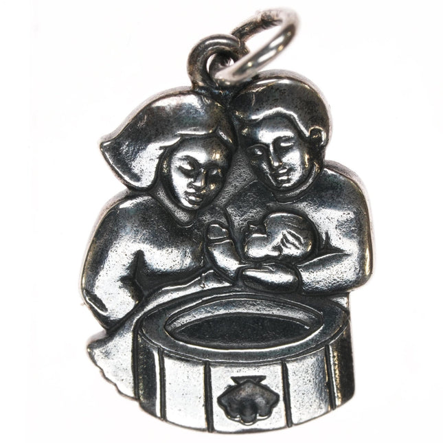 1980's Retired Large James Avery baptismal charm in sterling w/box/papers - Estate Fresh Austin