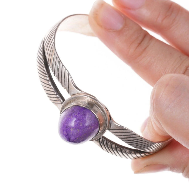 6.375" 1980's Wolfgang Southwestern Sterling silver charoite bracelet - Estate Fresh Austin