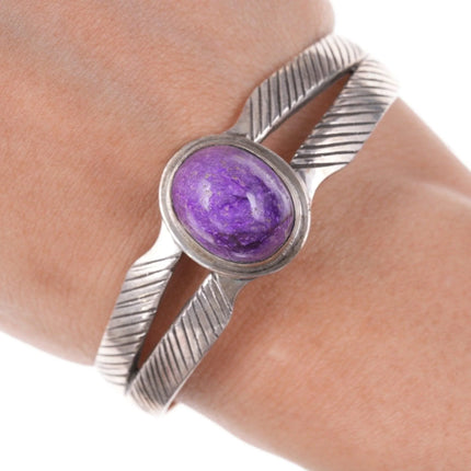 6.375" 1980's Wolfgang Southwestern Sterling silver charoite bracelet - Estate Fresh Austin