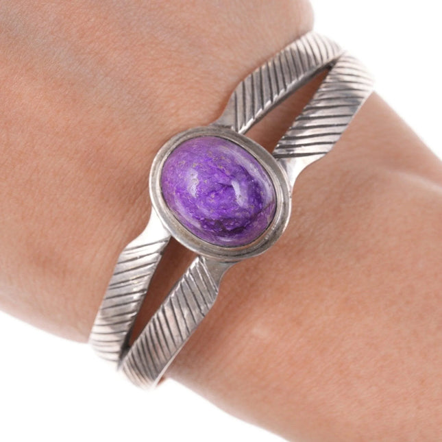 6.375" 1980's Wolfgang Southwestern Sterling silver charoite bracelet - Estate Fresh Austin