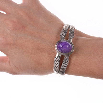 6.375" 1980's Wolfgang Southwestern Sterling silver charoite bracelet - Estate Fresh Austin