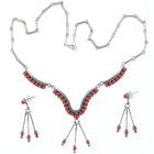 1980's Zuni Mediterannean Coral Snake Eye Sterling necklace and earrings set by - Estate Fresh Austin