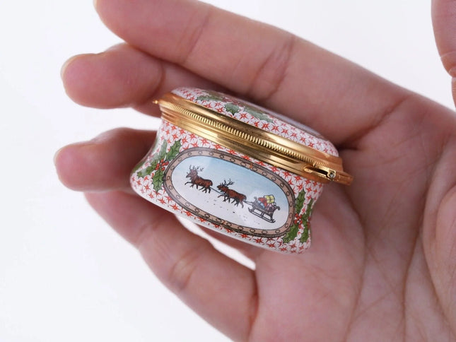 1984 Halcyon Days Christmas Enamel trinket box - Estate Fresh Austin