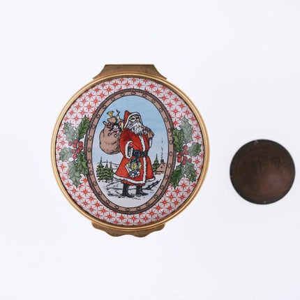 1984 Halcyon Days Christmas Enamel trinket box - Estate Fresh Austin