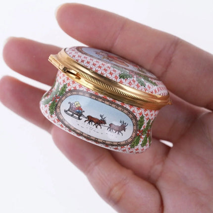 1984 Halcyon Days Christmas Enamel trinket box - Estate Fresh Austin