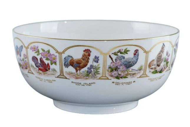 1987 Boehm Birds and flowers of the original 13 States bowl - Estate Fresh Austin