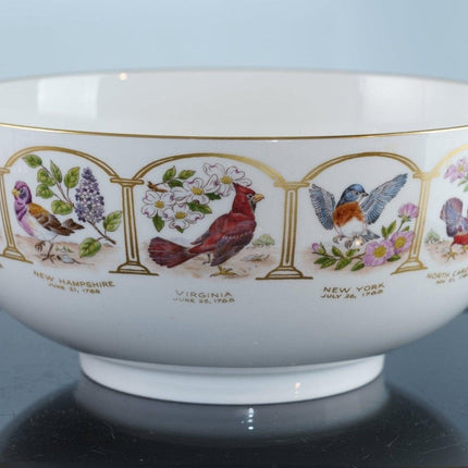 1987 Boehm Birds and flowers of the original 13 States bowl - Estate Fresh Austin