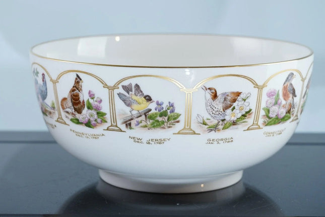 1987 Boehm Birds and flowers of the original 13 States bowl - Estate Fresh Austin
