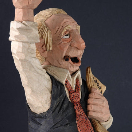 1987 Chris Hammack Original Wood Carving "Worlds Greatest Lobbyist" Fort Worth T - Estate Fresh Austin